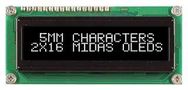 DISPLAY, OLED, COB, 16X2, WHITE ON BLACK MCOB21605G1V-EWP