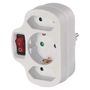 Multiple Socket SCHUKO 2× rectangular + 1× round + switch, EMOS P00282 8595025390882