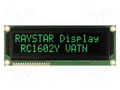 Display: LCD; alphanumeric; VA Negative; 16x2; 122x44x13.6mm; LED RAYSTAR OPTRONICS RC1602Y-LLG-JWVE