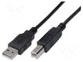 Cable; USB 2.0; USB A plug,USB B plug; nickel plated; 3m; black DIGITUS AK-300102-030-S