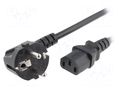 Cable; 3x1mm2; CEE 7/7 (E/F) plug angled,IEC C13 female; PVC; 3m LIAN DUNG SN311-3/10/3BK
