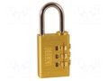 Padlock; shackle,combination code; brass; A: 30mm; B: 25mm; C: 5mm KASP KA-K11030D