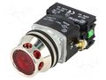 Switch: push-button; 30mm; Stabl.pos: 1; NC + NO; red; 24V; IP56 PROMET NEF30-KLCXY24V