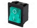 ROCKER; DPST; Pos: 2; ON-OFF; 16A/250VAC; 20A/28VDC; green; 1550 BULGIN AE-C1553ALBG3