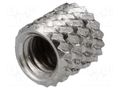 Threaded insert; brass; nickel; M4; L: 5.9mm; Øout: 5.95mm DREMEC DR11M4NI