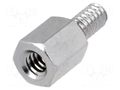 Screwed spacer sleeve; 6mm; Int.thread: UNC4-40; brass; nickel DREMEC TFM-6/6/DR2100