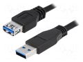 Cable; USB 3.0; USB A socket,USB A plug; nickel plated; 3m; black LOGILINK CU0043