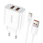 Fast charger Foneng 2x USB EU45 12W + USB Type C cable, Foneng EU45 Type-C