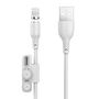 Foneng X62 Magnetic 3in1 USB to USB-C / Lightning / Micro USB Cable, 2.4A, 1m (White), Foneng X62 3 in 1 / White