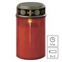 LED grave candle, red, 2x C, outdoor and indoor, warm white, timer, EMOS DCCV19 8592920098295