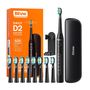 Sonic toothbrush with tips set and travel case D2 (black), Bitvae D2 Black
