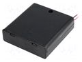 Holder; AA,R6; Batt.no: 4; cables; 150mm; black; with switch COMF SBH-341-AS
