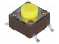 Microswitch TACT; SPST-NO; Pos: 2; 0.05A/12VDC; SMT; none; 5.2N DIPTRONICS DTSM-62Y-V-B