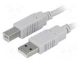 Cable; USB 2.0; USB A plug,USB B plug; 3m; grey; Core: Cu BQ CABLE CAB-USBAB/3