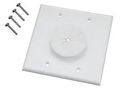 Double Gang Wireport Cable Pass Through Wall Plate with Grommet - White 2GWH-GR2