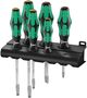 334 SK/6 Rack Screwdriver set Kraftform Plus Lasertip and rack, 1 x PH 1x80; 1 x PH 2x100; 1 x 0.6x3.5x75; 1 x 0.8x4.0x90; 1 x 1.0x5.5x100; 1 x 1.2x6.5x125, Wera 05007680001