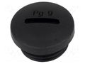 Stopper; PG9; polyamide; black; H: 10.4mm; Øout: 18.7mm KSS WIRING PSP-9
