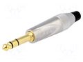 Connector: Jack 6,3mm; plug; male; stereo; ways: 3; straight; black AMPHENOL TS3PN-AU