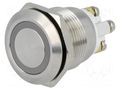 Switch: vandal resistant; Pos: 2; SPST-NO; 2A/36VDC; IP65; OFF-(ON) ONPOW V19-10R-12GB-S