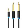 Audio Cable 3.5mm TRS to 2x 6.35mm Vention BACBF 1m (black), Vention BACBF