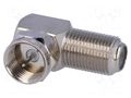 Coupler; angled 90°; nickel plated; 75Ω; F socket,F plug; 1GHz AMPHENOL RF F5072A2NPPT75