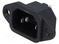 Connector: AC supply; socket; male; 10A; 250VAC; C14 (E); IEC 60320 ADAM TECH IEC-A-3