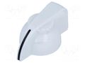 Knob; with pointer; Øshaft: 6mm; Ø19.5x14mm; white; Shaft: knurled SR PASSIVES GW6M-20X14-B