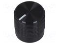 Knob; with pointer; Øshaft: 6mm; Ø15mm; black; Shaft: knurled CLIFF KM15B