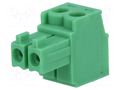 Connector: pluggable terminal block; plug; female; 8A; 160V; green PHOENIX CONTACT MC1.5/2-ST-3.5