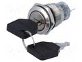 Switch: key switch; Stabl.pos: 2; Switch.method: ON-ON; Ø19mm; 90° ONPOW V19-KEY