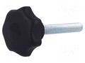 Knob; Ø: 40mm; Ext.thread: M8; 45mm; H: 27mm; technopolymer PP ELESA+GANTER VCT.40P-M8X45