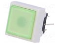 Switch: keypad; Pos: 2; DPDT; 0.1A/30VDC; green; LED; green; THT; 1.5N HIGHLY ELECTRIC PB6133FBL-3
