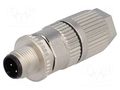 Connector: M12; plug; PIN: 4; male; HARAX; 32V; straight; IP67; IDC HARTING 21032211405