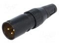 Connector: XLR; plug; male; 15A; 50V; PIN: 3; straight; for cable DELTRON 713-0300
