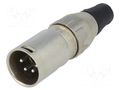 Connector: XLR; plug; male; 10A; 50V; PIN: 4; straight; for cable DELTRON 701-0400