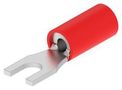 CRIMP TERMINAL, FORK, #4, 16AWG, RED 130522