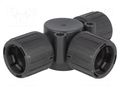 T-connector; polyamide; HelaGuard; IP66; socket 21mm x3; black HELLERMANNTYTON HG21-T