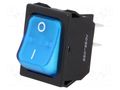 ROCKER; DPST; Pos: 2; ON-OFF; 10A/250VAC; blue; neon lamp; 250V; 50mΩ SCI RS13117BBBL2N2