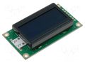 Display: LCD; alphanumeric; FSTN Negative; 8x2; black; LED; PIN: 14 RAYSTAR OPTRONICS RC0802A-TIY-ESV