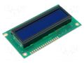 Display: LCD; alphanumeric; STN Negative; 16x2; blue; 84x44x13.5mm RAYSTAR OPTRONICS RC1602A-BIW-ESV