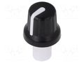 Knob; with pointer; ABS; Øshaft: 6mm; Ø16x14.4mm; black; push-in SR PASSIVES GMN-4P-WH