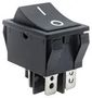 ROCKER SWITCH, DPST, 20A, 125VAC, PANEL R5ABLKBLKFF0