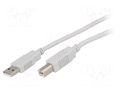 Cable; USB 2.0; USB A plug,USB B plug; 3m; light grey BQ CABLE BQC-USB2AB/3