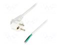 Cable; 3x1.5mm2; CEE 7/7 (E/F) plug angled,wires; PVC; 3m; white LIAN DUNG S3-3/15/3WH