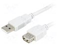 Cable; USB 2.0; USB A socket,USB A plug; 3m; light grey BQ CABLE BQC-USB2AAF/3