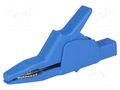 Crocodile clip; 34A; blue; Grip capac: max.30mm; Socket size: 4mm HIRSCHMANN T&M AK2B2540I-BL