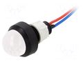 Indicator: LED; prominent; white; 12VDC; 12VAC; Ø13mm; IP40; cables POLAM-ELTA LW-D20-12AC/DC