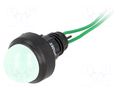 Indicator: LED; prominent; green; 230VAC; Ø13mm; IP40; cables; 300mm POLAM-ELTA LG-D20-230AC