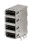 USB STACKED CONN, R/A, 2.0 A RCPT, 4PORT SS-52100-004