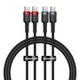 Cable Baseus Cafule USB-C to USB-C 100W,1m, 2psc (Red Black, Grey Black), Baseus P10318306003-00